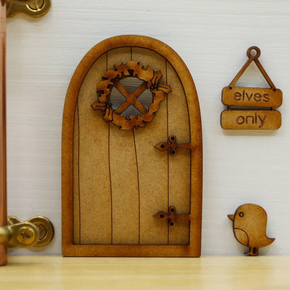 DIY Mini Wooden Elf Door with Sign