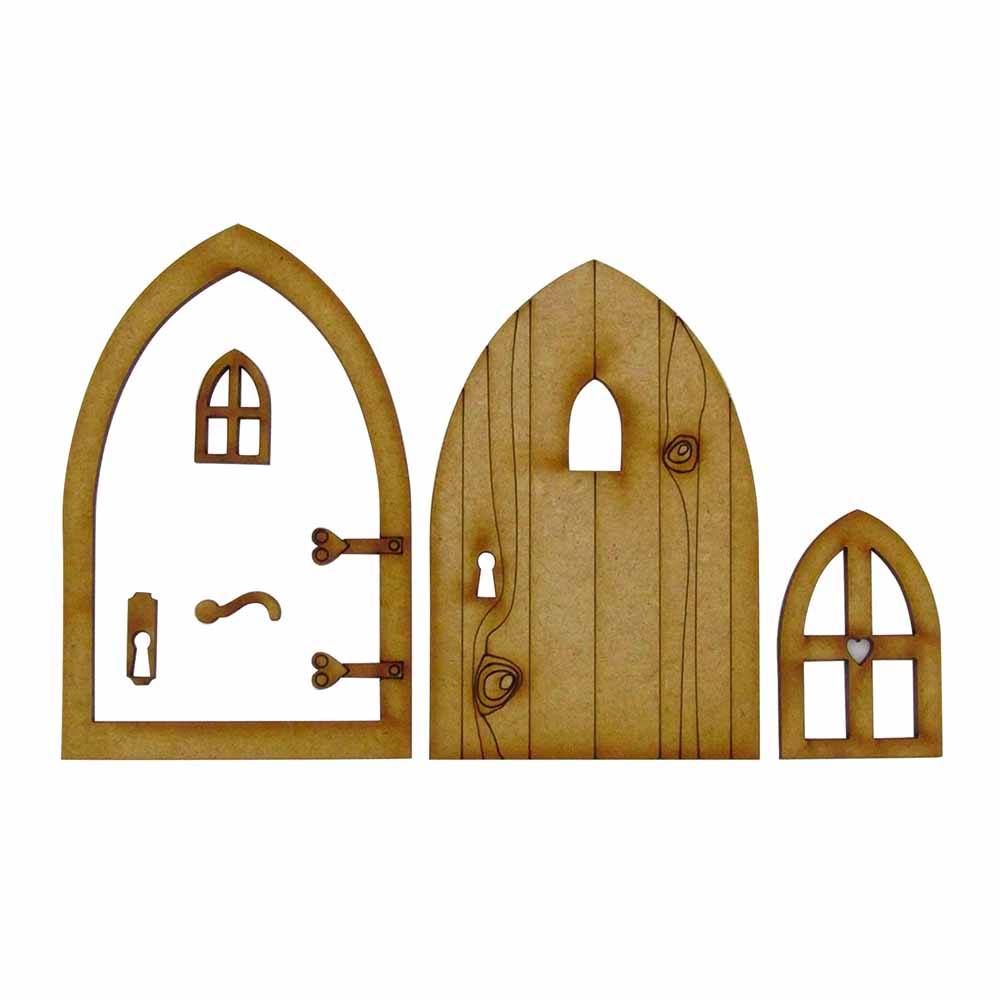 DIY Mini Wooden Fairy Door with Window - showing finished door