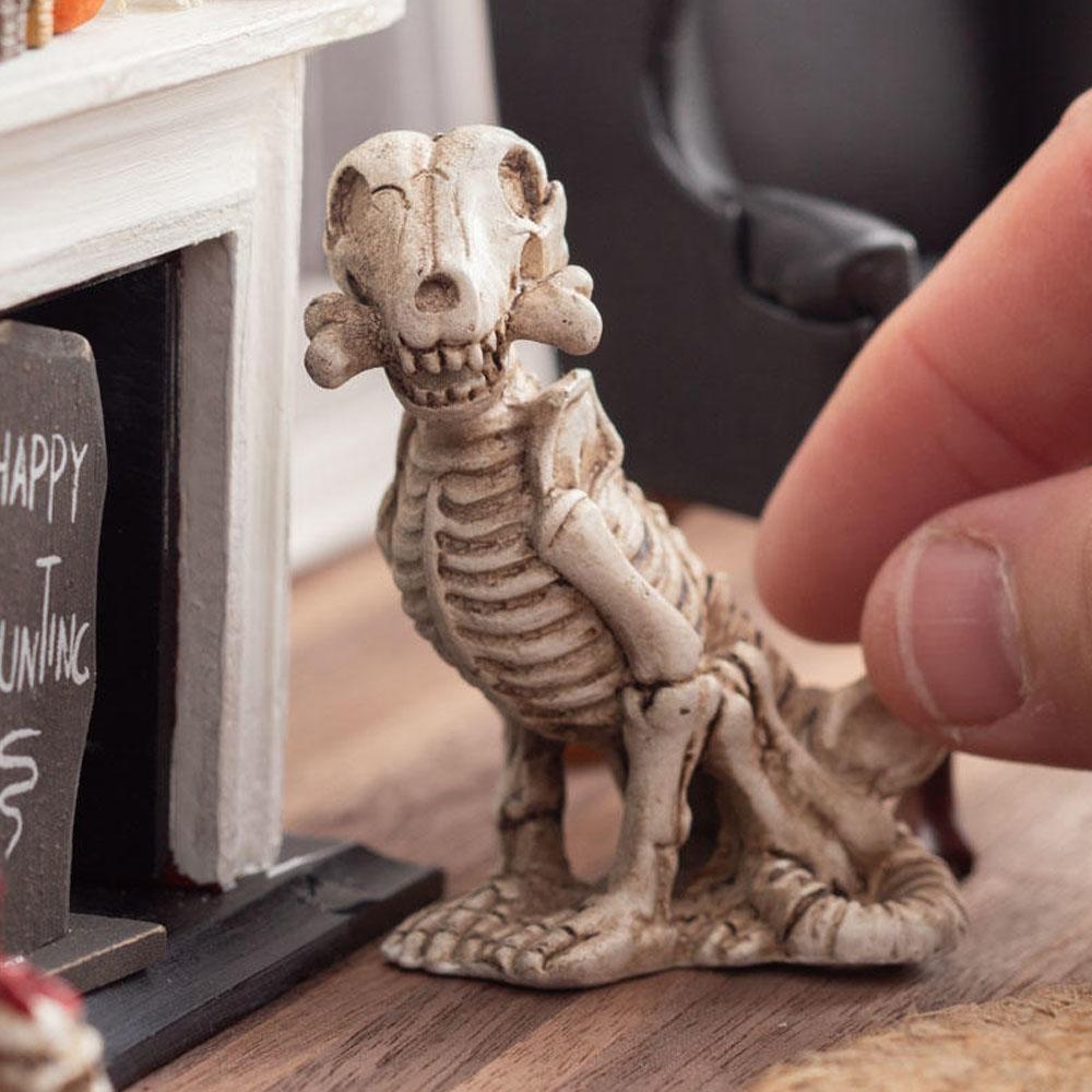 Miniature Dog Skeleton Figurine from The Fairy Garden Miniature Halloween Collection by Earth Fairy