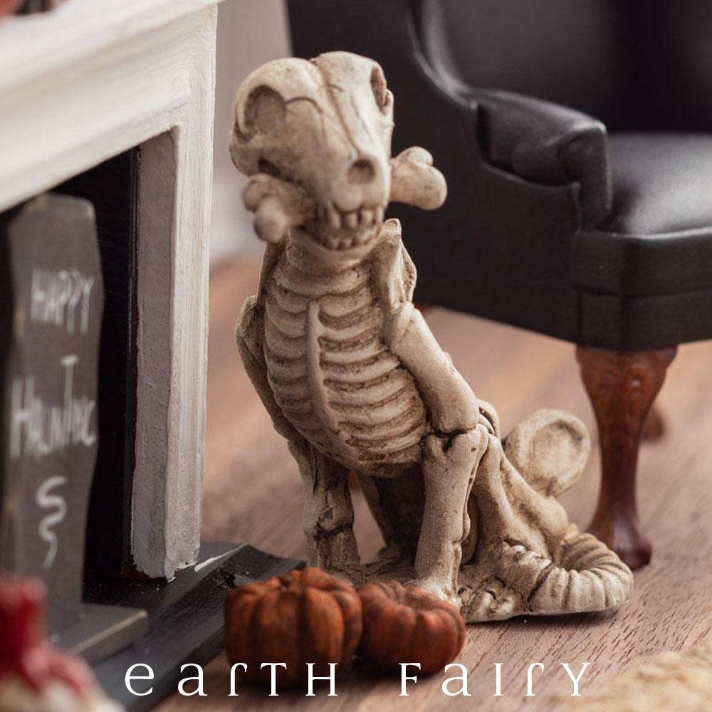 Miniature Dog Skeleton Figurine from The Fairy Garden Miniature Halloween Collection by Earth Fairy