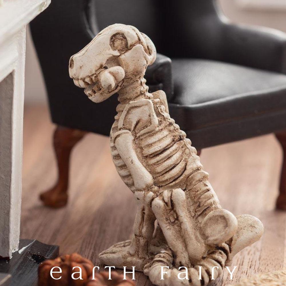 Miniature Dog Skeleton Figurine from The Fairy Garden Miniature Halloween Collection by Earth Fairy