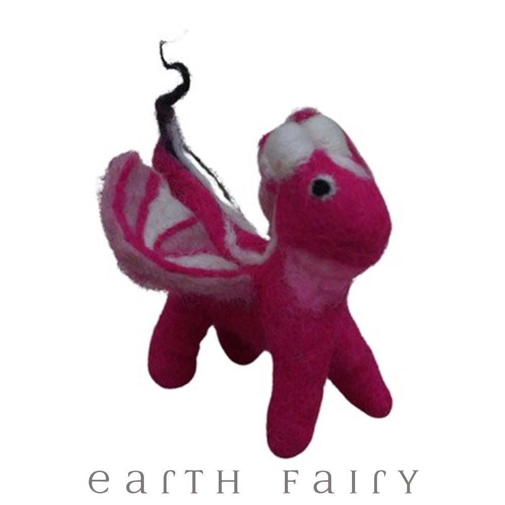 Dragon - Baby - Pink Wool Felt Toys Earth Fairy Baby 