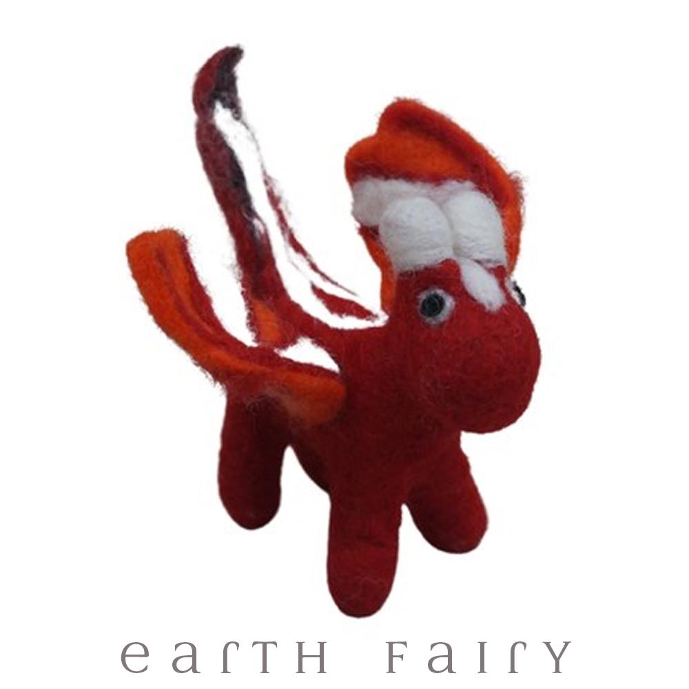 Adult & Baby Dragon Set, Red, from The Hand Felted Wool Toy Collection by Earth Fairy