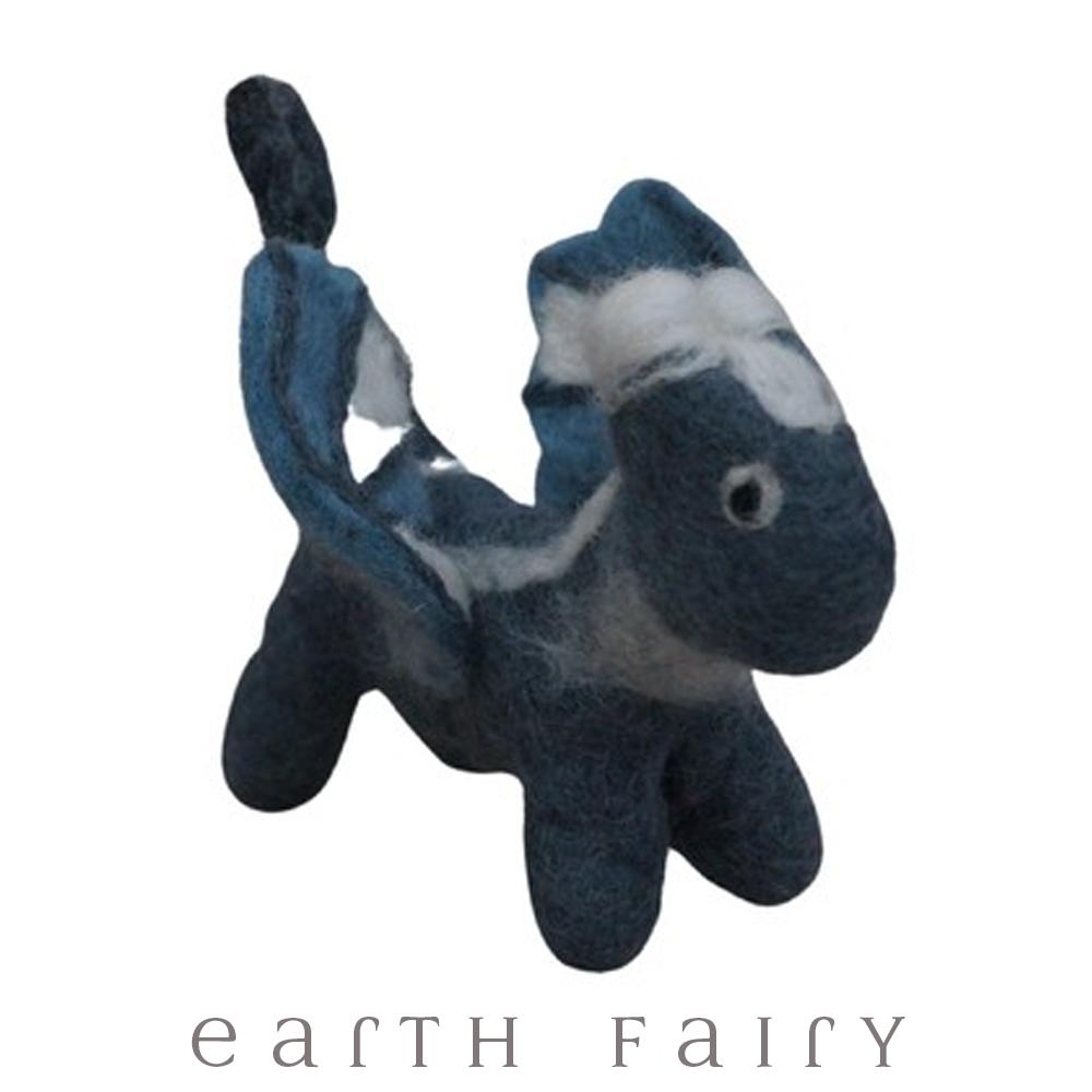 Dragon - Baby - Silver Wool Felt Toys Earth Fairy Adult & Baby Dragon 
