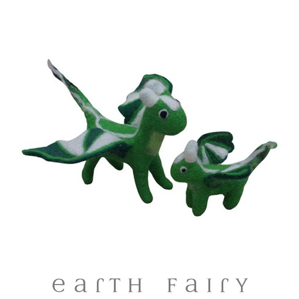 Dragon, Large, Green, from The Hand Felted Wool Toy Collection by Earth Fairy