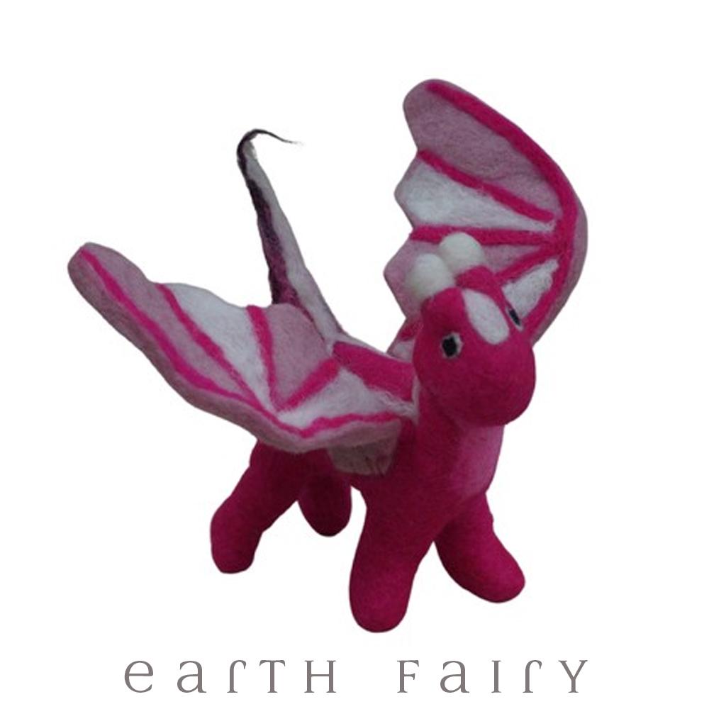 Dragon, Large, Pink, from The Hand Felted Wool Toy Collection by Earth Fairy