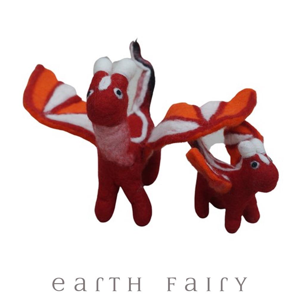 Dragon, Large, Red, from The Hand Felted Wool Toy Collection by Earth Fairy