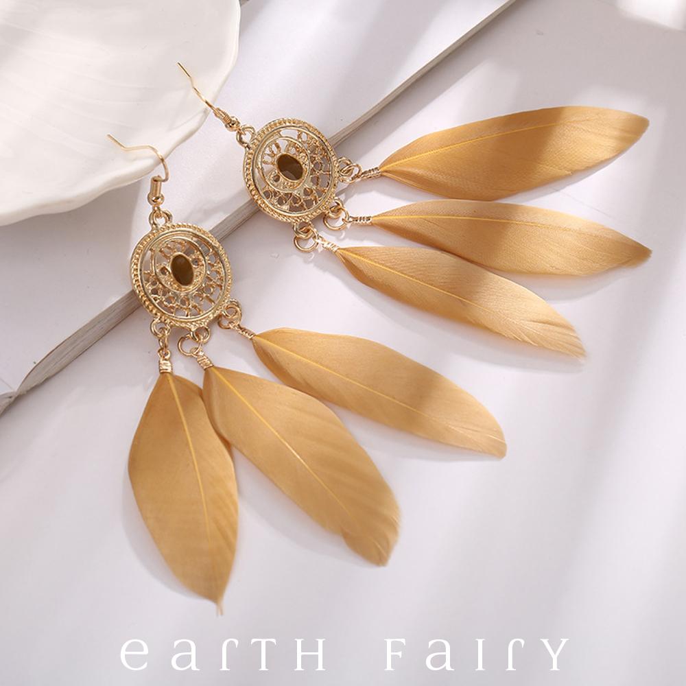 Dream Catcher Earrings, Dusty Gold, from The Dream Catcher Jewellery Collection by Earth Fairy