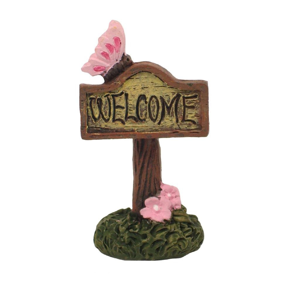 Enchanted Garden Welcome Sign - Mini Fairy Garden Signs Earth Fairy Pink 