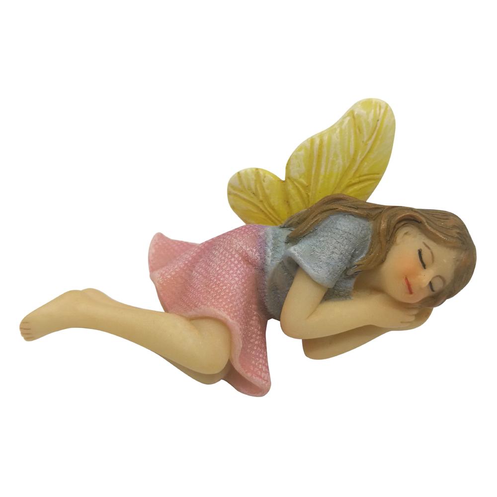 Fairy Aurora Sleeping - Lavender and Yellow | Fairy Garden Figurines - Australia | Earth Fairy