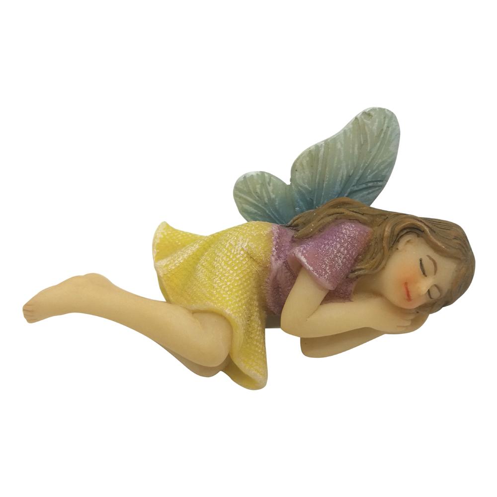 Fairy Aurora Sleeping - Lavender and Yellow | Fairy Garden Figurines - Australia | Earth Fairy