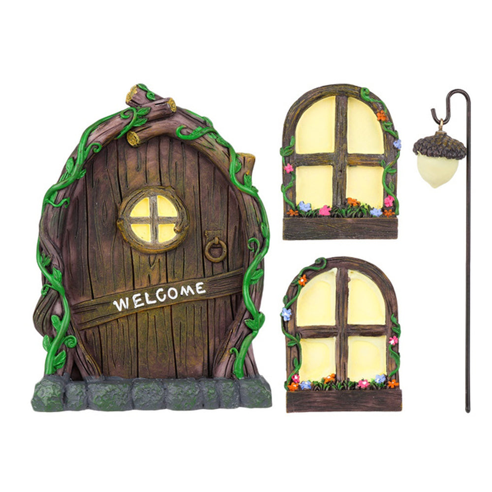 Fairy Door, Lantern &amp; Windows Set - Glow in the Dark Fairy Doors, Windows &amp; Mail Earth Fairy 