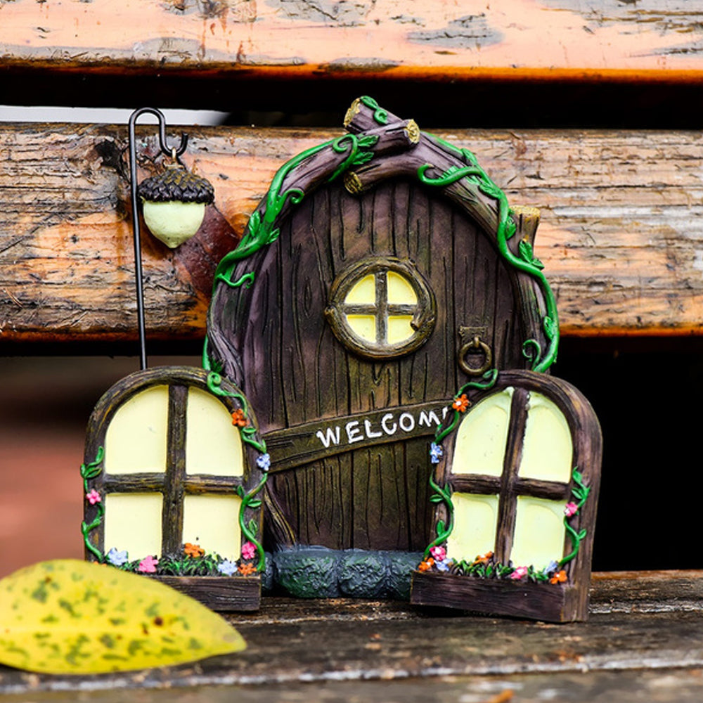 Fairy Door, Lantern &amp; Windows Set - Glow in the Dark Fairy Doors, Windows &amp; Mail Earth Fairy 