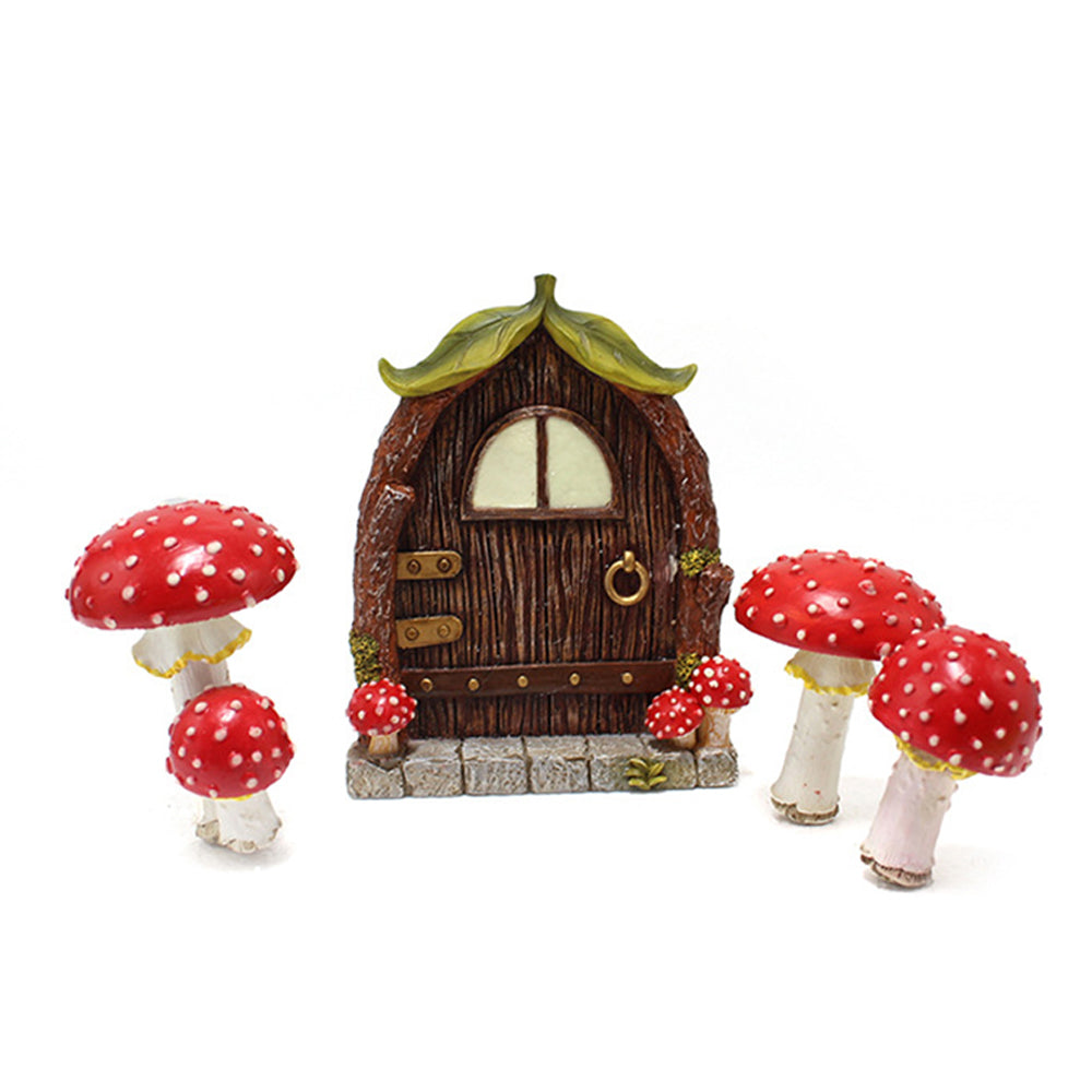 Fairy Door with Mushrooms - Glow in the Dark Garden Set