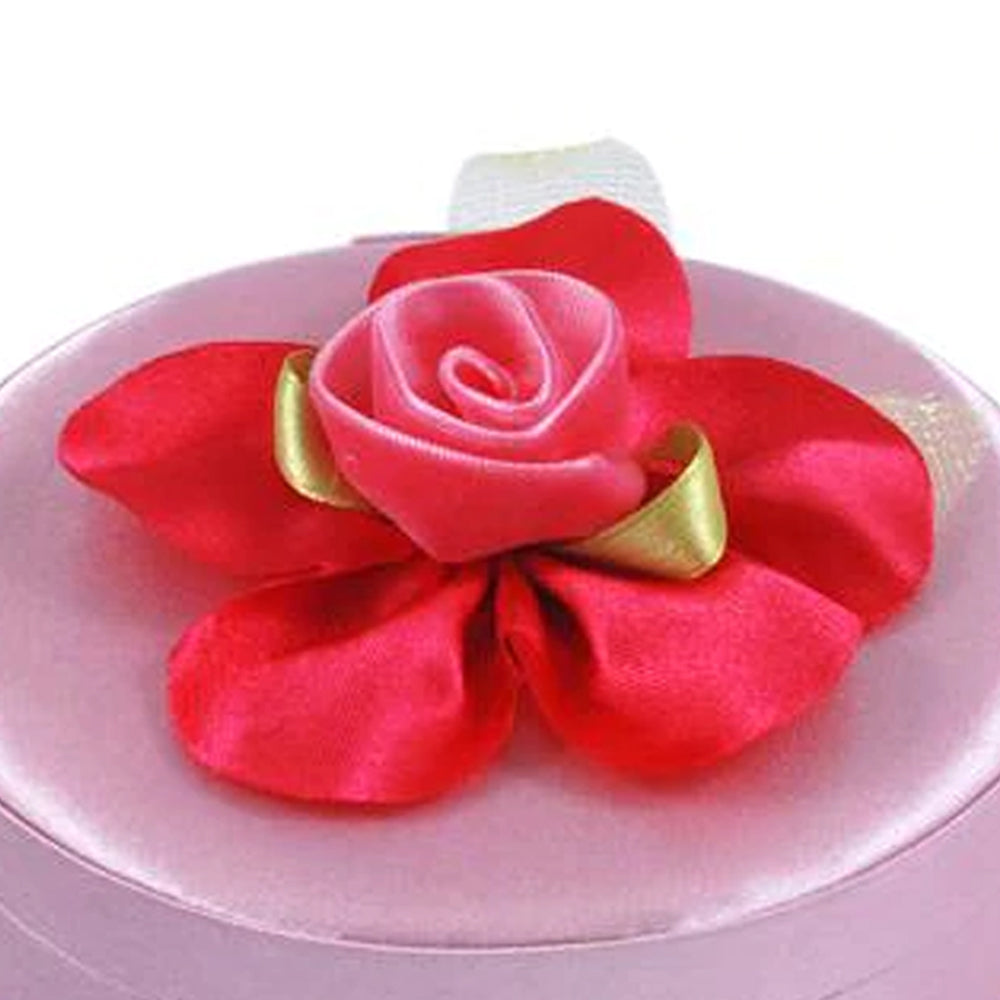Satin Fairy Gift Box - Pink - with decorative fabric flower decoration