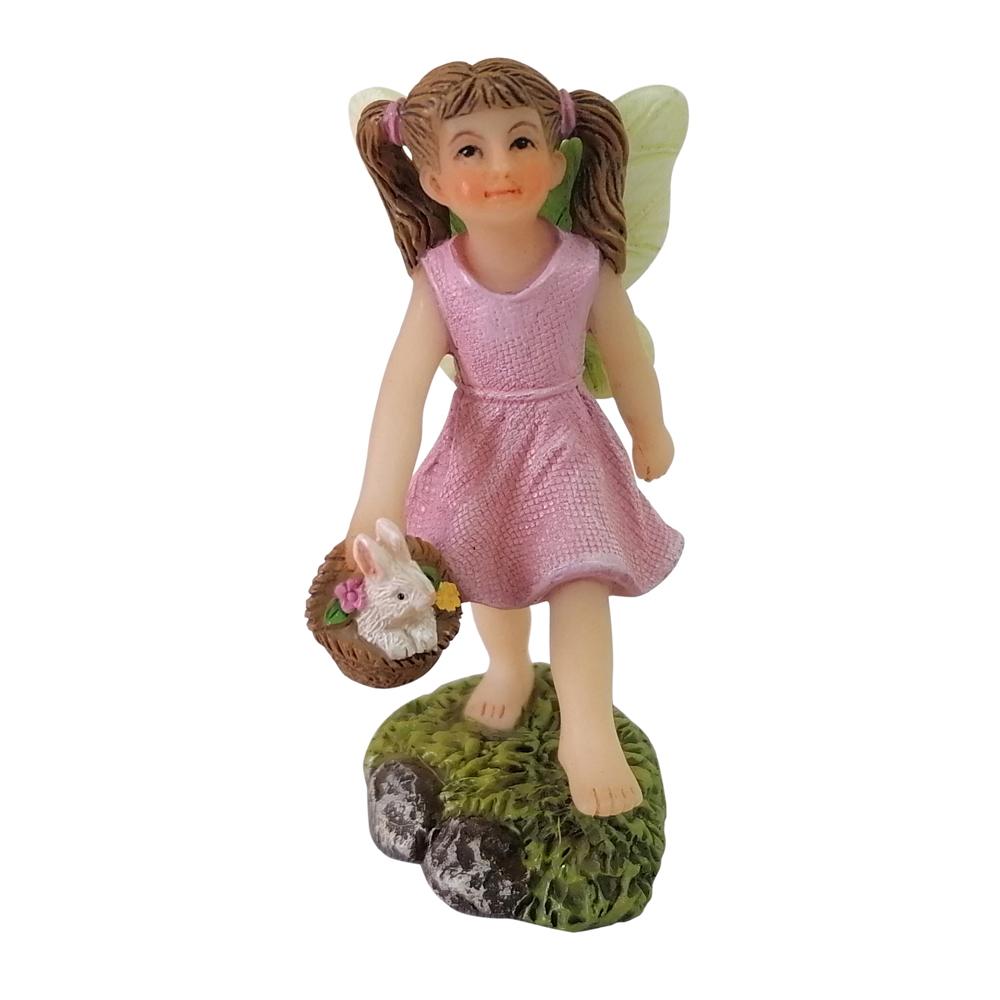 Fairy Harper wtih Bunny, a resin miniature fairy garden figurine