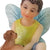Fairy Jordan with Puppy, a miniature resin fairy garden figurine depicting a boy fairy with his dog