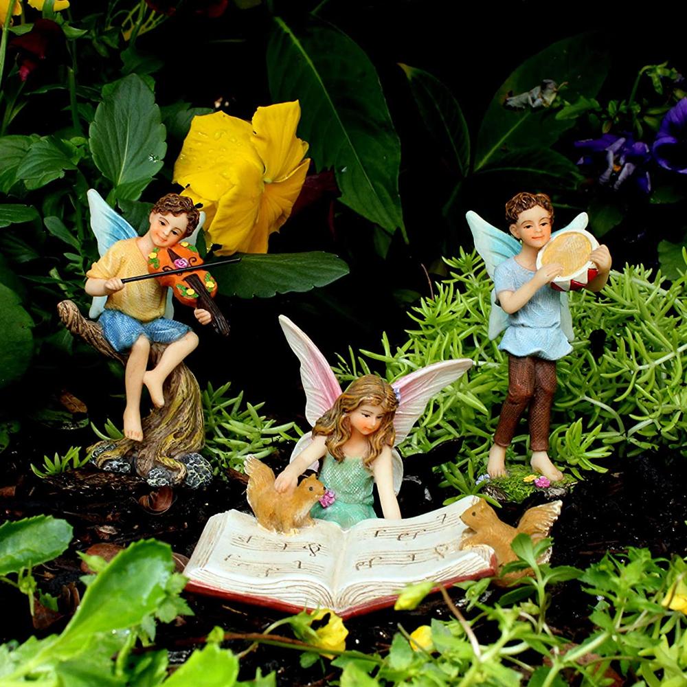 Fairy Musicians Set, a set of three miniature fairy figurines depicted playing instruments