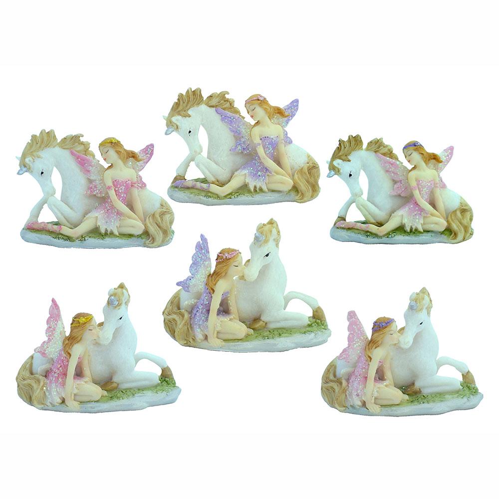 Fairy Sitting with Unicorn - Mini | Fairy Garden Figurines - Australia | Earth Fairy
