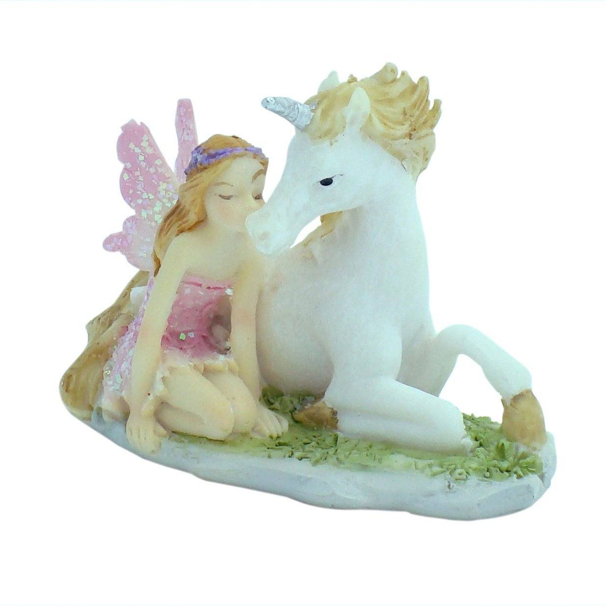 Fairy Sitting with Unicorn - Mini | Fairy Garden Figurines - Australia | Earth Fairy