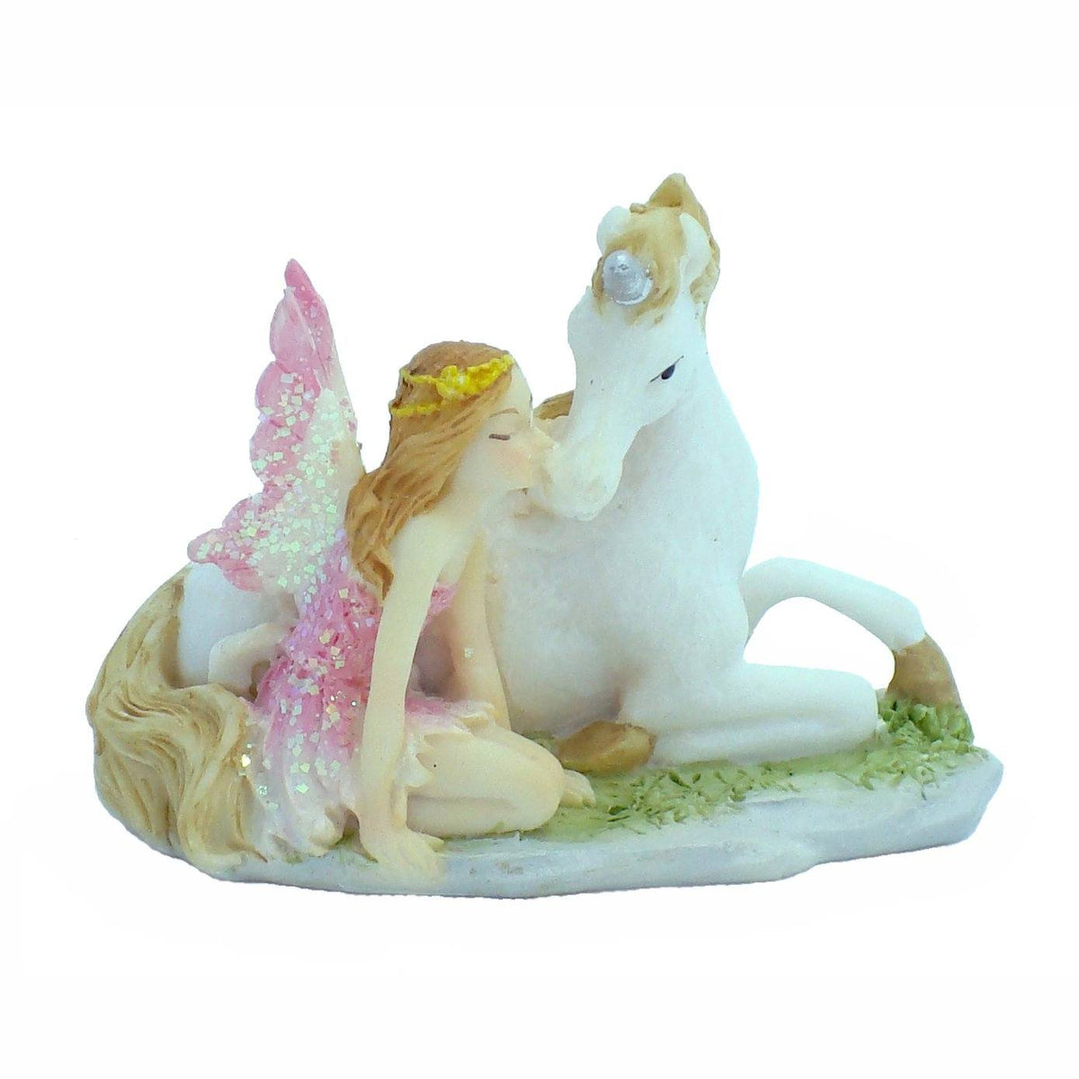 Fairy Sitting with Unicorn - Mini | Fairy Garden Figurines - Australia | Earth Fairy