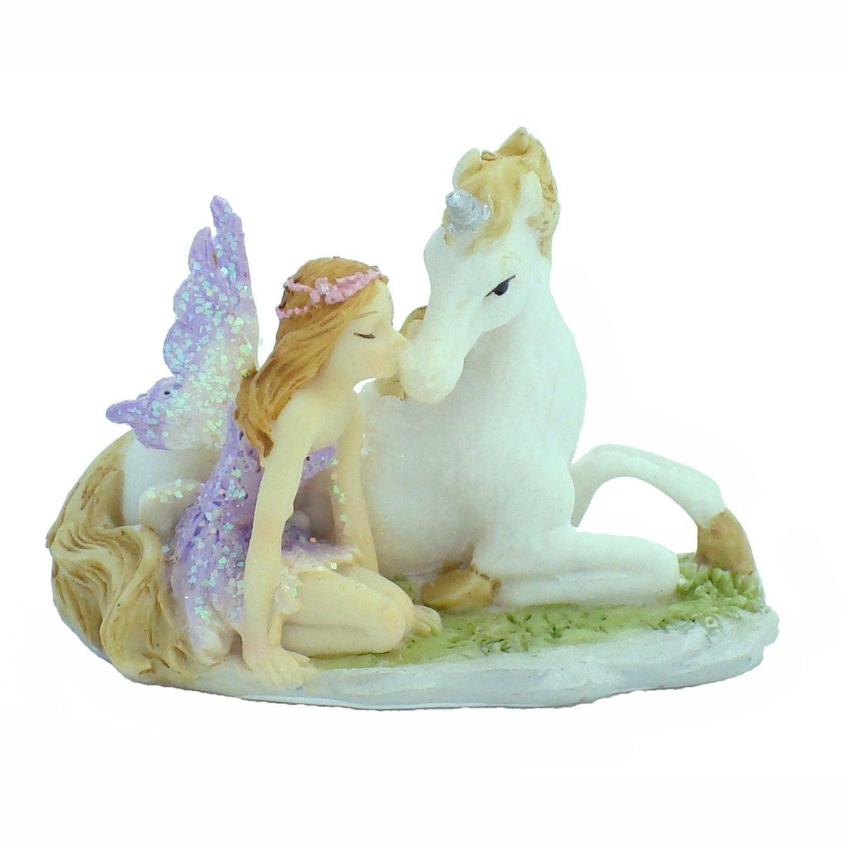 Fairy Sitting with Unicorn - Mini | Fairy Garden Figurines - Australia | Earth Fairy