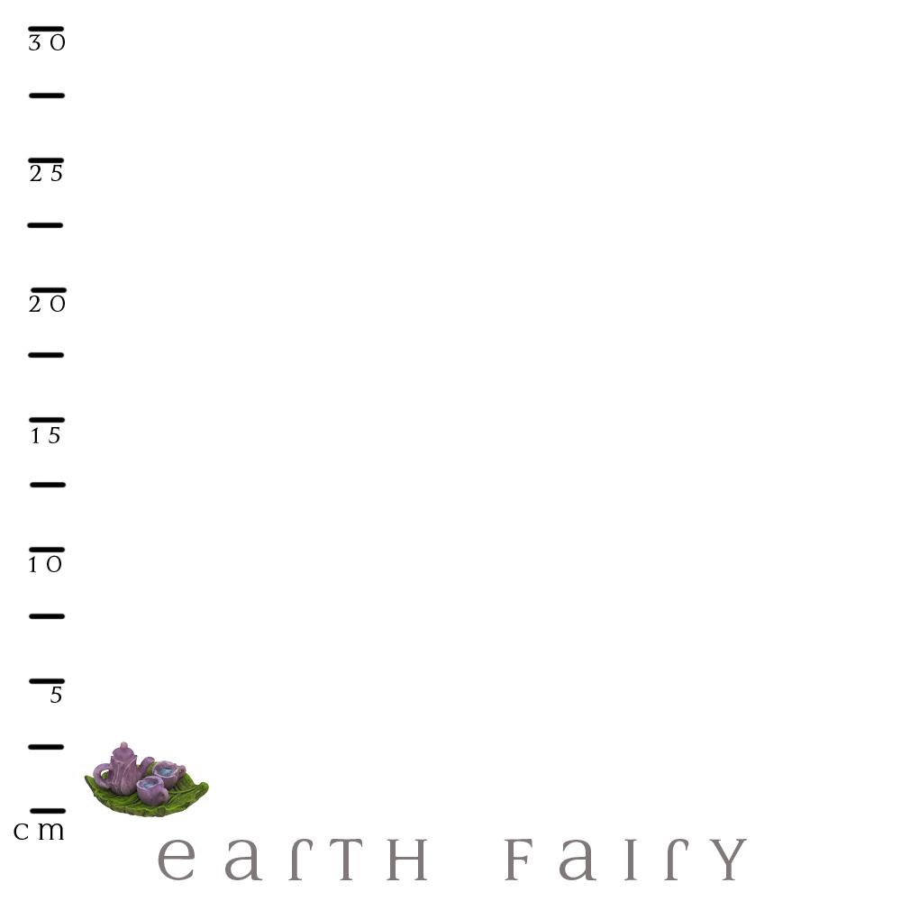 Fairy Tea Set, shown with Scale Ruler, from The Miniature Fairy Garden Accessory Collection from Earth Fairy