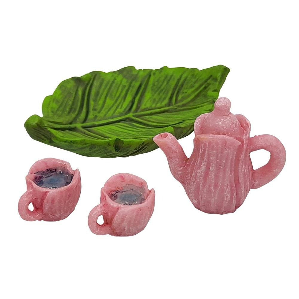 Fairy Tea Set, Pink, from The Miniature Fairy Garden Accessory Collection from Earth Fairy