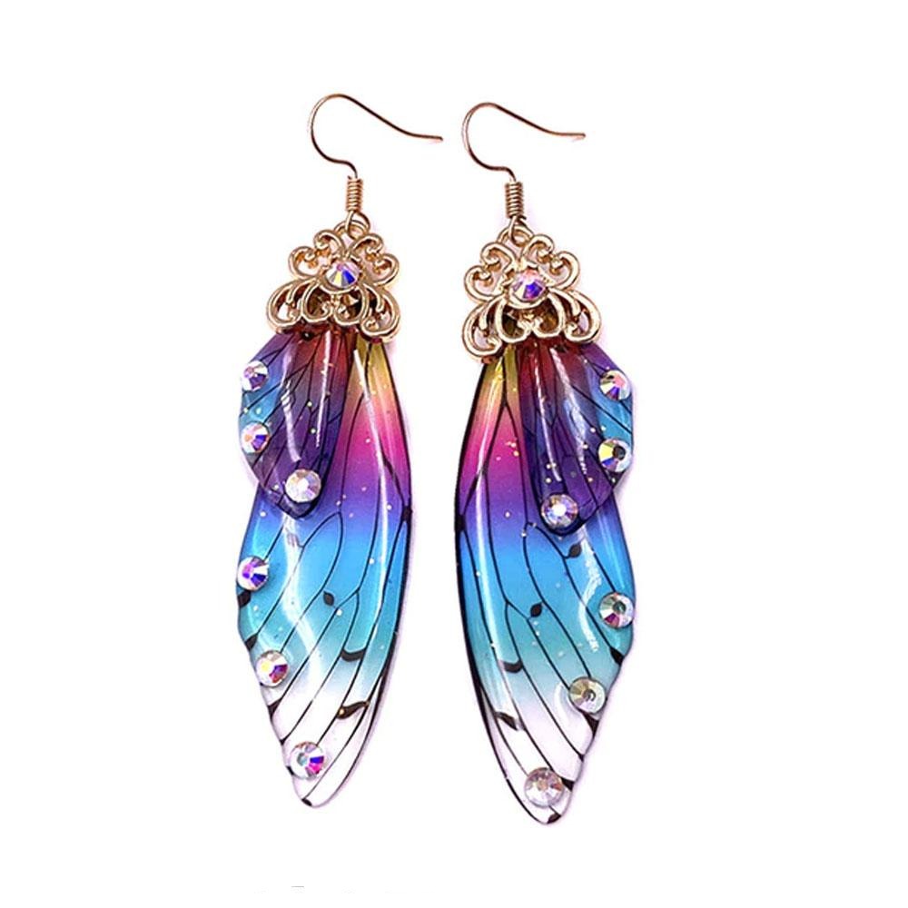 Fairy Wing Earrings - Rainbow, Gold from The Fairy Inspired Jewellery Collection by Earth Fairy
