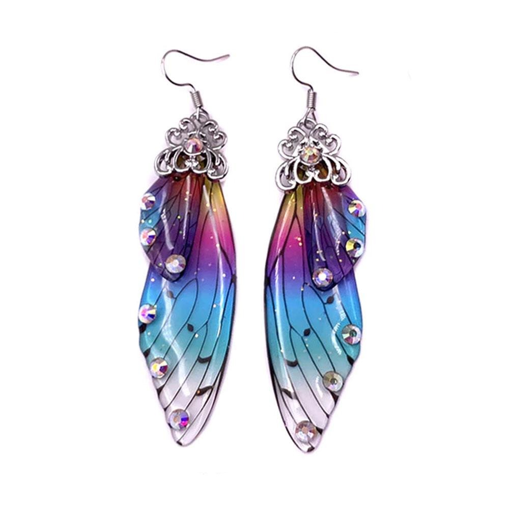 Fairy Wing Earrings - Rainbow, Gold from The Fairy Inspired Jewellery Collection by Earth Fairy