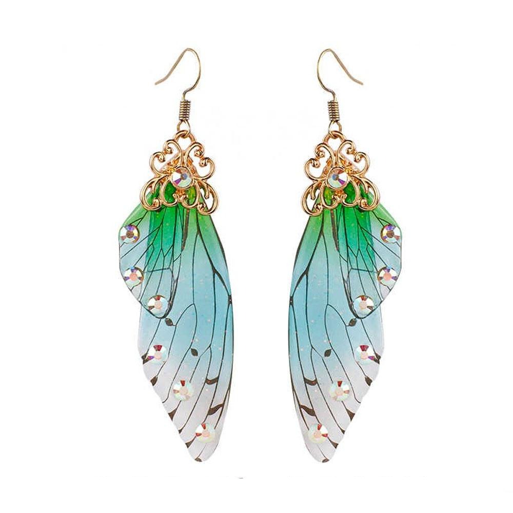 Fairy Wing Earrings - Summer Sky, Gold from The Fairy Inspired Jewellery Collection by Earth Fairy