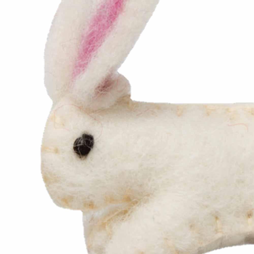 Felt Bunny, from the Natural Woodland Collection, handcrafted wool bunny, white with pink ears and black eyes