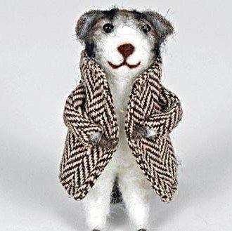 Fairy Play Felted Cat in Tweed Coat Earth Fairy