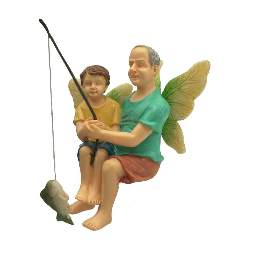 Fishing with Grandpa Fairy Figurine, from The Miniature Fairy Garden Figurine Collection by Earth Fairy