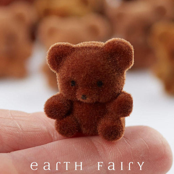 Miniature Flocked Teddy Bear Fairy Garden Miniatures