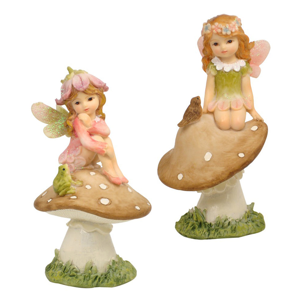 Flower Garden Fairy on Mushroom Fairy Figurines Australia Earth Fairy
