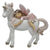 Rear view of miniature fairy riding a unicorn figurine