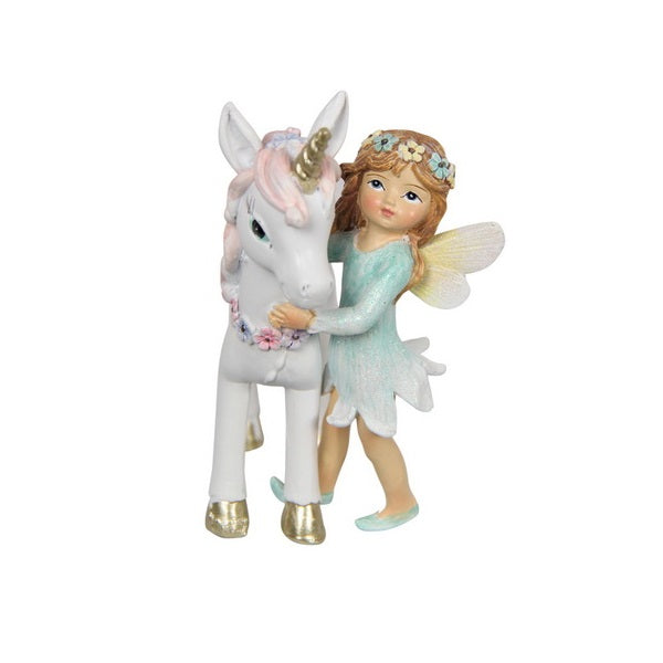Flower Garden Fairy Standing with Unicorn Fairy Figurines Earth Fairy 
