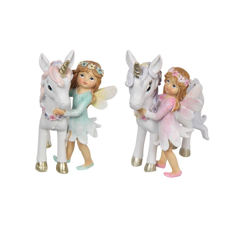 Flower Garden Fairy Standing with Unicorn Fairy Figurines Earth Fairy 