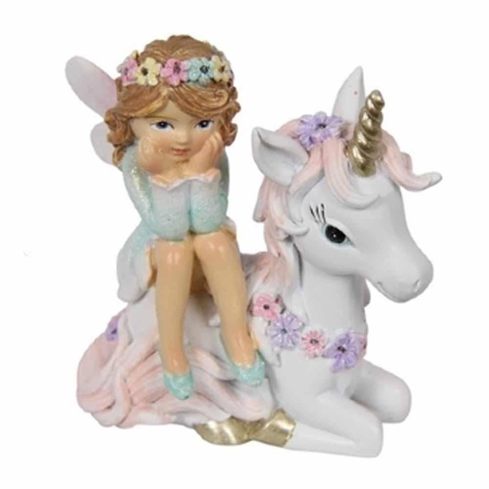 Flower Garden Fairy with Unicorn Fairy Garden Figurines The Flower Garden Collection Blue 