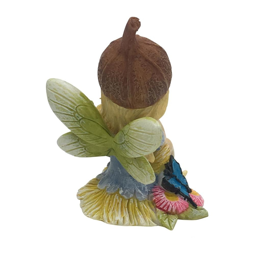 Flower Garden Gumnut Fairy with Butterfly - Rear View | Fairy Figurines &amp; Miniatures - Australia | Earth Fairy