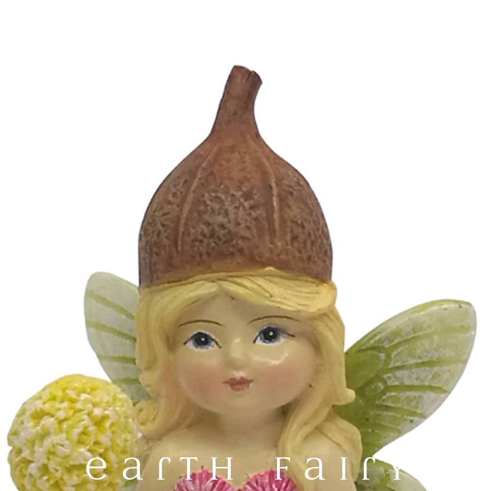 Flower Garden Gumnut Fairy With Wattle Blossom Wand | Fairy Figurines - Australia | Earth Fairy