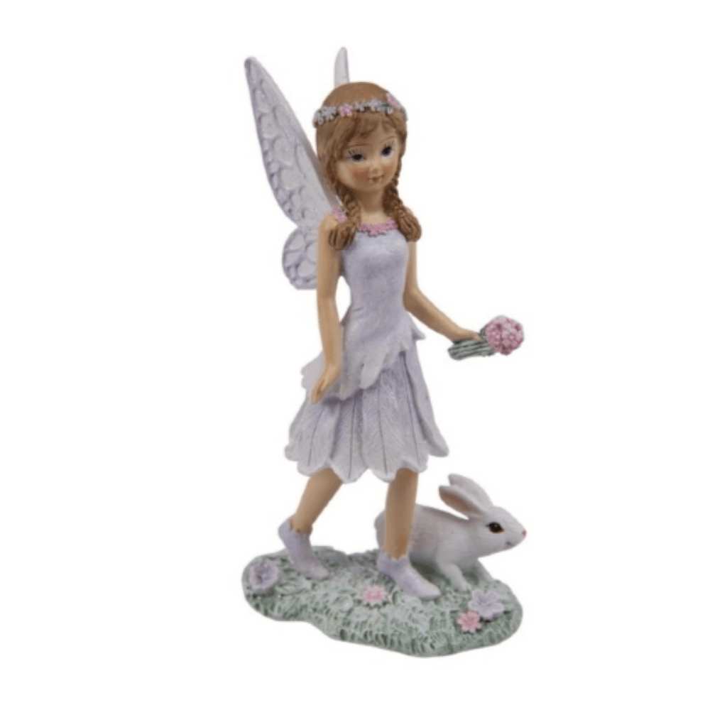 Forest Fairy with Rabbit Ornamental Figurines Earth Fairy Fairy Holding Flowers with Rabbit (Single Piece) 