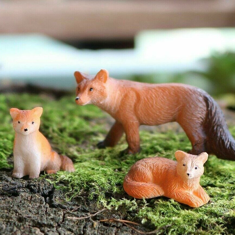 Fox Family - Miniature Fairy Garden Figurines - Set of 3