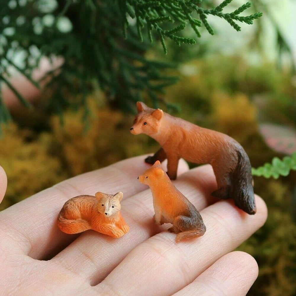 Fox Family - Miniature Fairy Garden Figurines - Set of 3