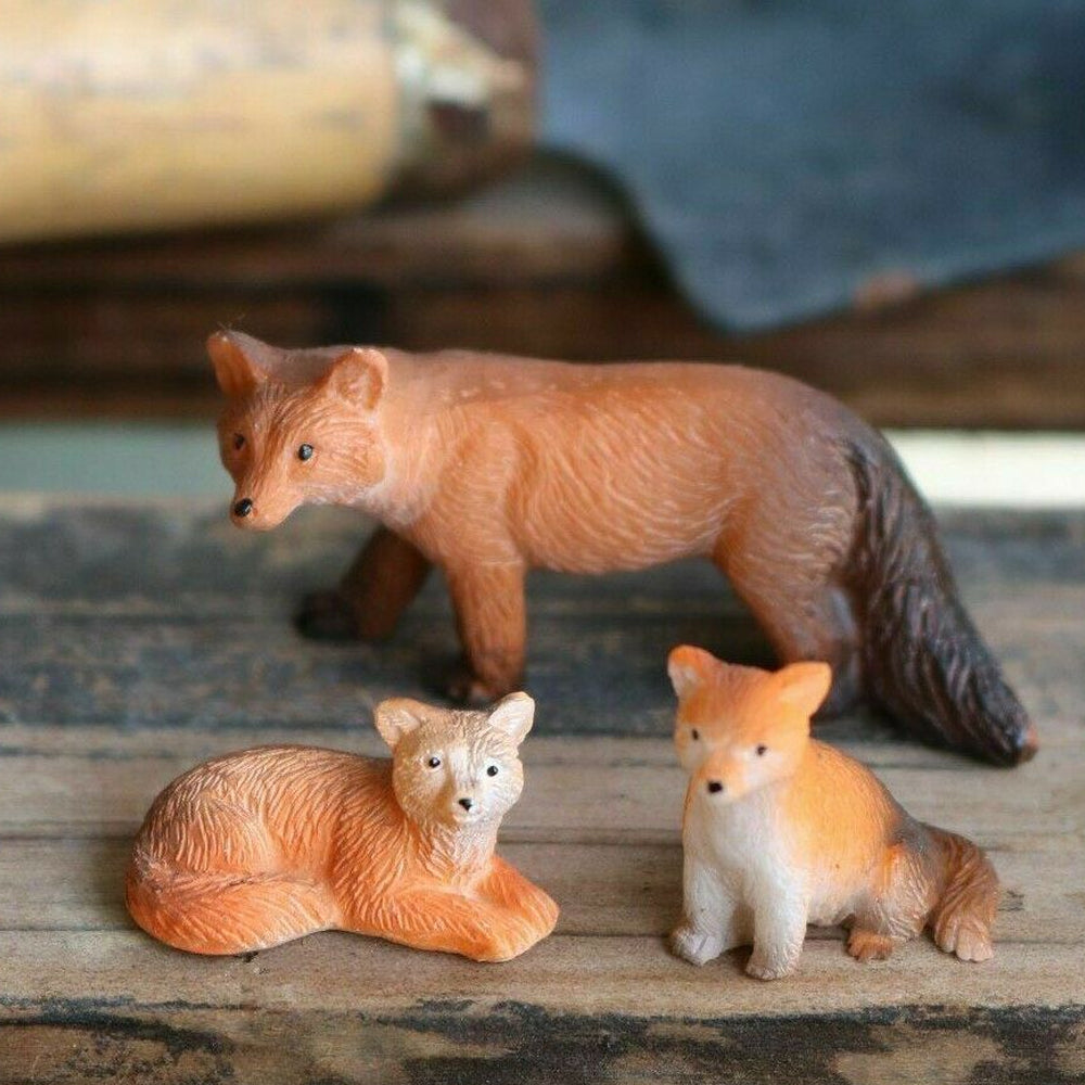 Fox Family - Miniature Fairy Garden Figurines - Set of 3