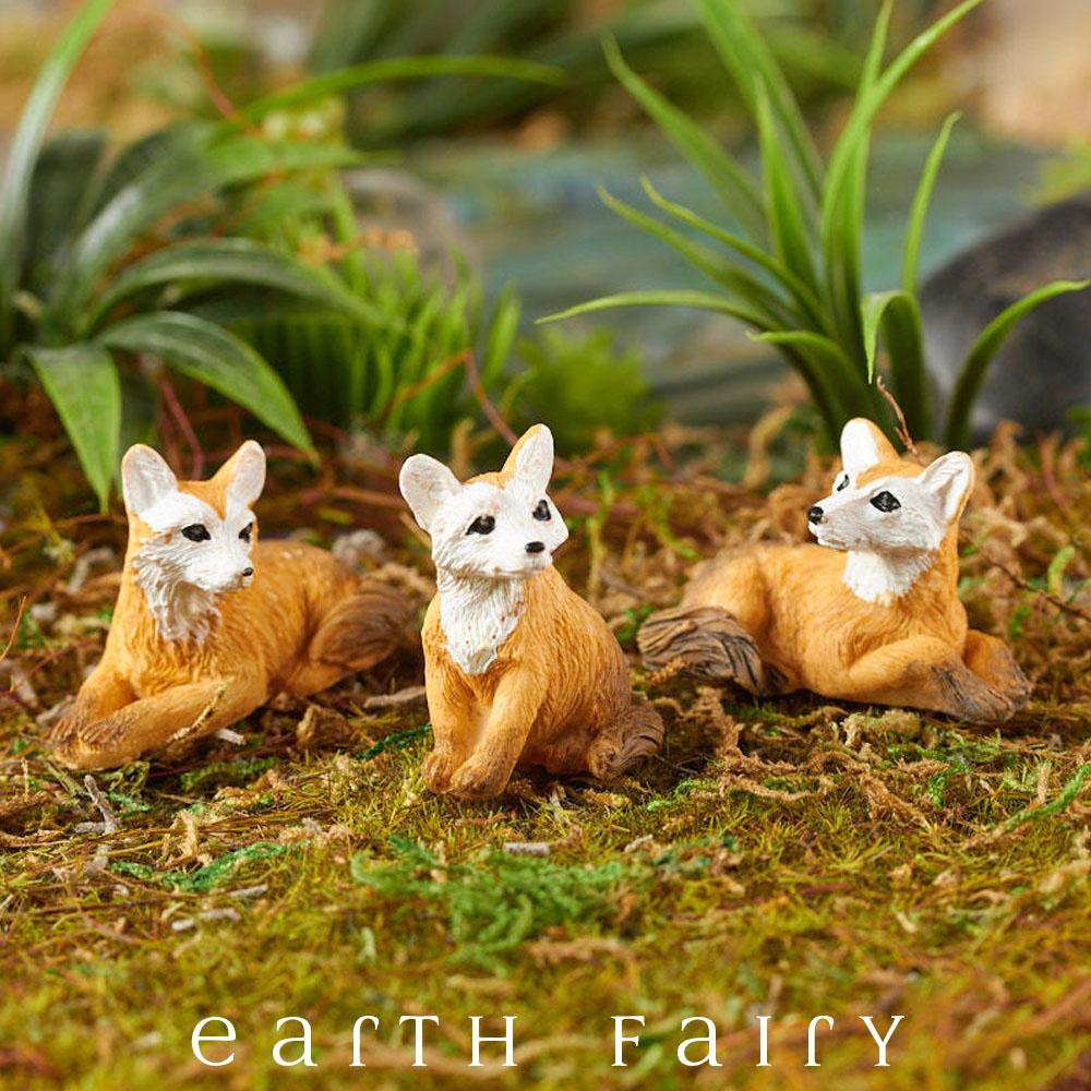 Miniature Foxes - Set of 3, from The Fairy Garden Miniature Animal Collection by Earth Fairy