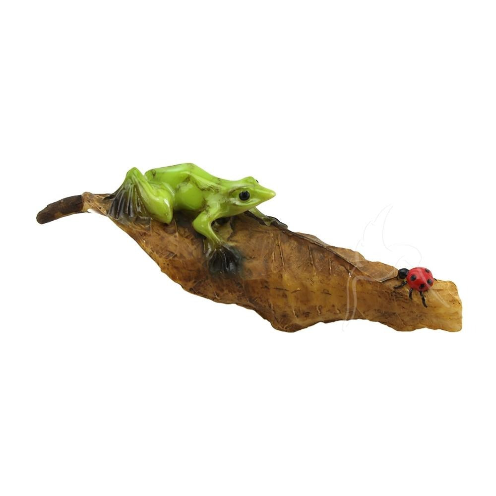 Frog and Ladybug on a Leaf | Fairy Gardens &amp; Collectible Miniatures | Earth Fairy