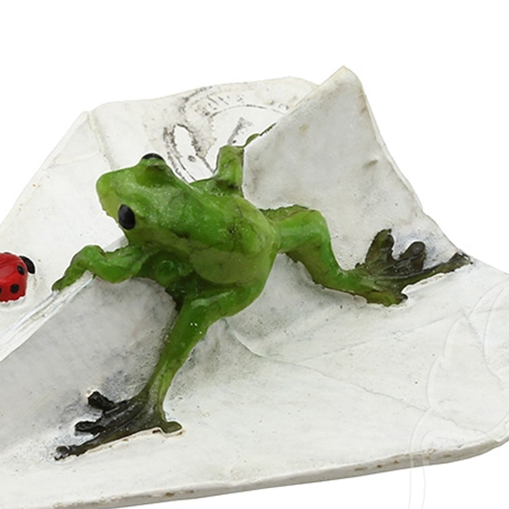Frog on a Paper Plane Miniature Figurine