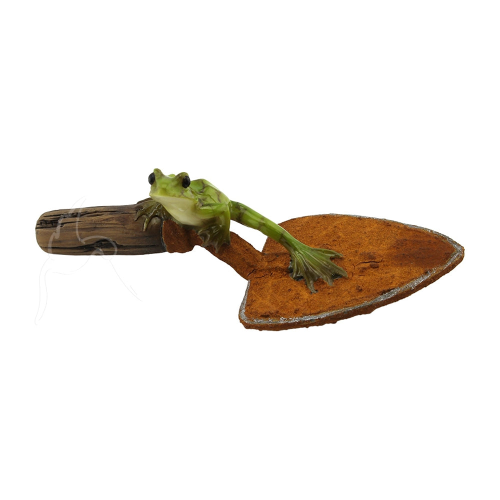 Frog on a Trowel Miniature Figurine